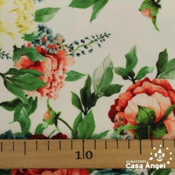 NEOPRENO ESTAMPADO RAMILLETE CRUDO ANCHO 150cm