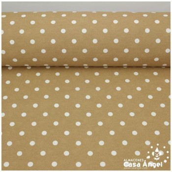 LONETA ESTAMPADA LUNARES BLANCOS FONDO MARRÓN SERIE NEO 280cm