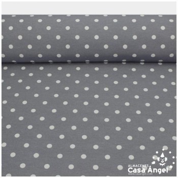 LONETA ESTAMPADA LUNARES BLANCOS FONDO GRIS SERIE NEO 280cm