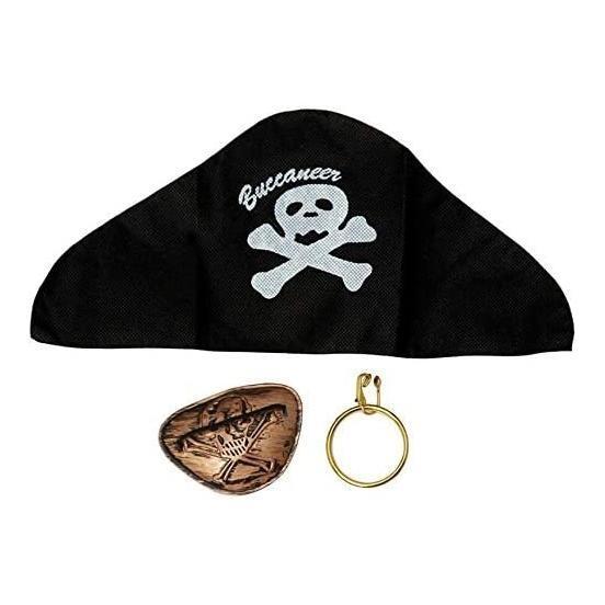 SET PIRATA CON PARCHE, PENDIENTE Y GORRO