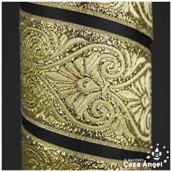 CINTA JACQUARD DE LÚREX CON PATRÓN DE ARABESCOS 50mm