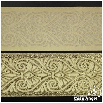 CINTA JACQUARD DE LÚREX CON PATRÓN DE ARABESCOS 50mm
