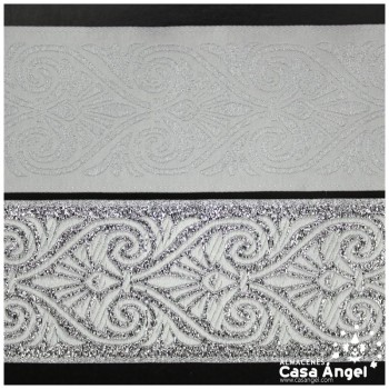 CINTA JACQUARD DE LÚREX CON PATRÓN DE ARABESCOS 50mm