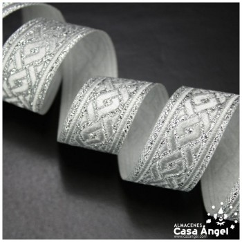 CINTA JACQUARD DE LÚREX CON PATRÓN GRECOROMANO 22mm
