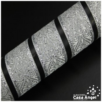 CINTA JACQUARD DE LÚREX CON PATRÓN DE ARABESCOS 22mm