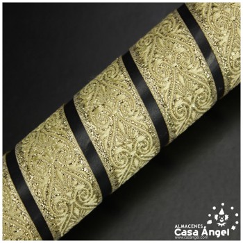 CINTA JACQUARD DE LÚREX CON PATRÓN DE ARABESCOS 22mm
