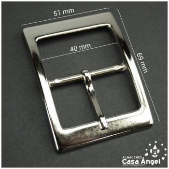 HEBILLA METÁLICA RECTANGULAR PLATEADA 69x51mm