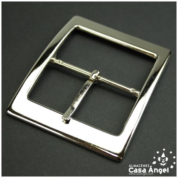 HEBILLA METÁLICA RECTANGULAR PLATEADA 80x63mm