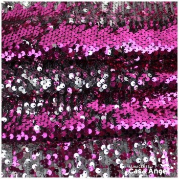 TELA DE LENTEJUELAS REVERSIBLES FUCSIA Y PLATA SERIE FLICK 140cm