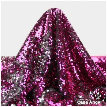 TELA DE LENTEJUELAS REVERSIBLES FUCSIA Y PLATA SERIE FLICK 140cm