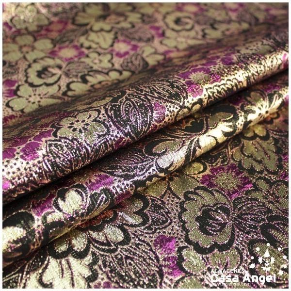 BROCADO LAMÉ SERIE VIVO FLORES FUCSIA 112cm