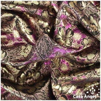 BROCADO LAMÉ SERIE VIVO FLORES FUCSIA 112cm