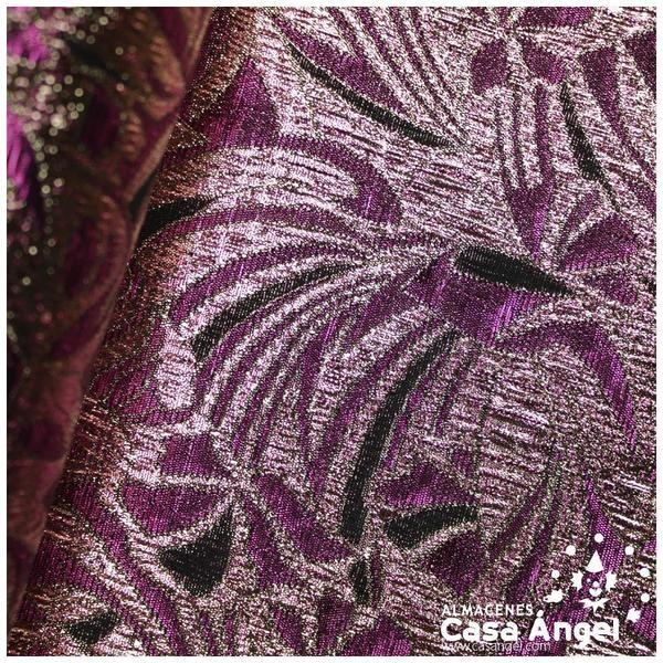 BROCADO JACQUARD MORADO EN HILOS DORADOS ESTAMPADO FLORAL 112cm