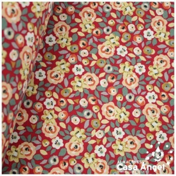 VIYELA ESTAMPADA DE FLORES SERIE MITSURIN ROJO 150cm
