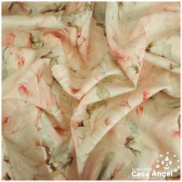 VIYELA ESTAMPADA DE FLORES ACUARELA SERIE MITSURIN ROSA 150cm