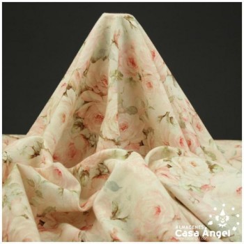 VIYELA ESTAMPADA DE FLORES ACUARELA SERIE MITSURIN ROSA 150cm