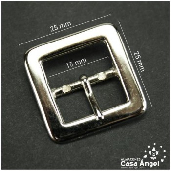 HEBILLA METÁLICA CUADRADA PLATEADA 25x25mm