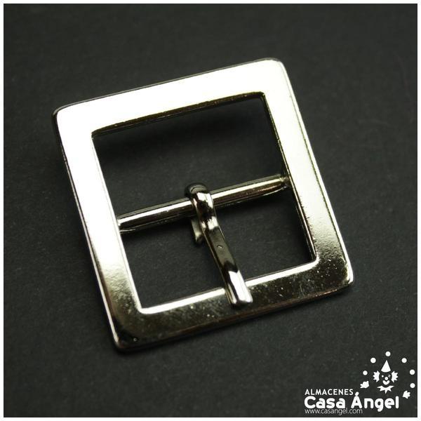 HEBILLA METÁLICA CUADRADA PLATEADA MATE 35x35mm