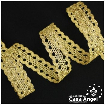 PUNTILLA ENTREDÓS BOLILLO COLOR ORO METALIZADO 24mm