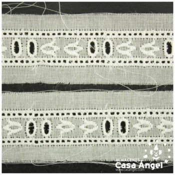 PASACINTAS DE ALGODÓN CON HOYUELOS Y BORDADURA BEIGE 22mm