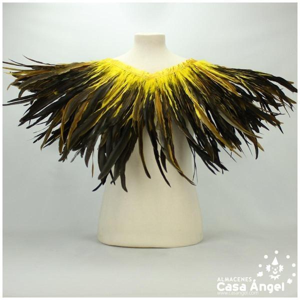 MSNOJO DE PLUMAS DE GALLO 40cm AMARILLO Y NEGRO