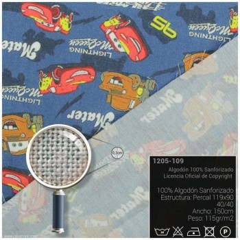 TELA ALGODÓN PERCAL LICENCIA 150cm CARS