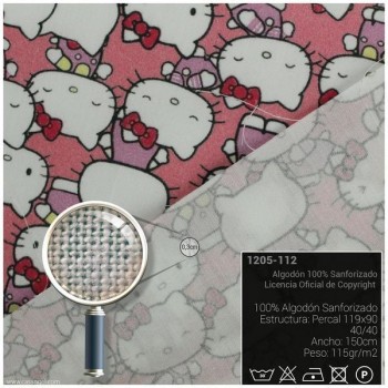 TELA ALGODÓN PERCAL LICENCIA 150cm HELLO KITTY