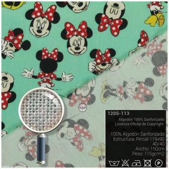 TELA ALGODÓN PERCAL LICENCIA 150cm MINNIE