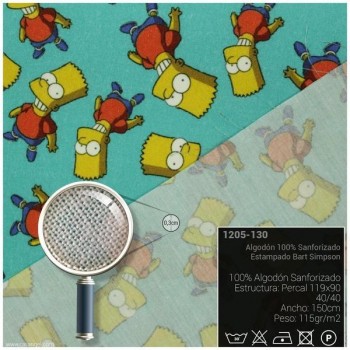 TELA ALGODÓN PERCAL LICENCIA 150cm BART SIPMSON