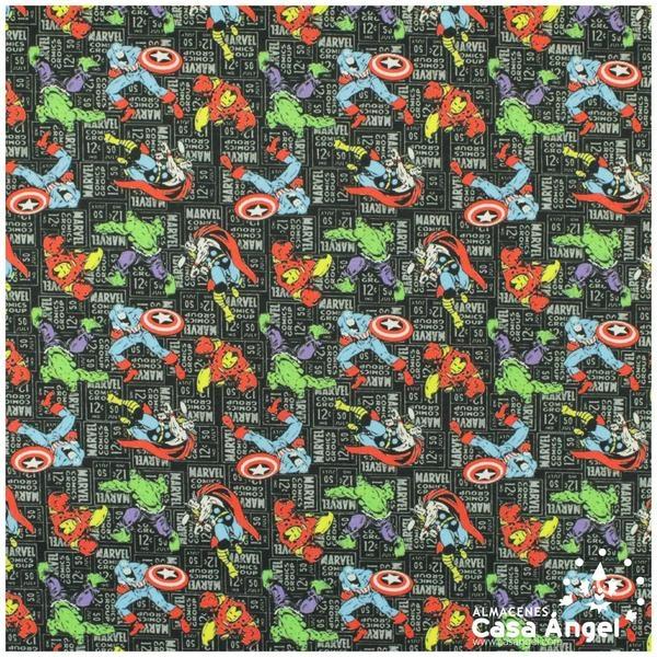 TELA ALGODÓN PERCAL LICENCIA 150cm MARVEL NEGRO