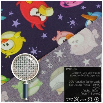 TELA ALGODÓN PERCAL LICENCIA 150cm ANGRY BIRDS