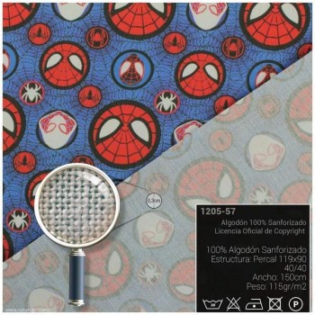 TELA ALGODÓN PERCAL LICENCIA 150cm SPIDERMAN