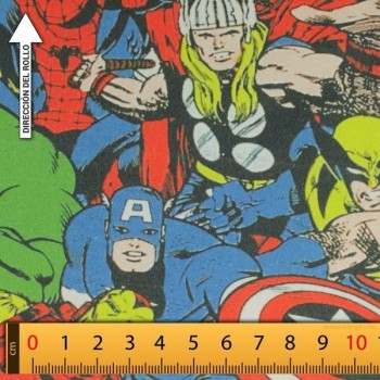 TELA ALGODÓN PERCAL LICENCIA 150cm HÉROES MARVEL