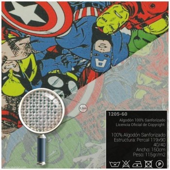 TELA ALGODÓN PERCAL LICENCIA 150cm HÉROES MARVEL