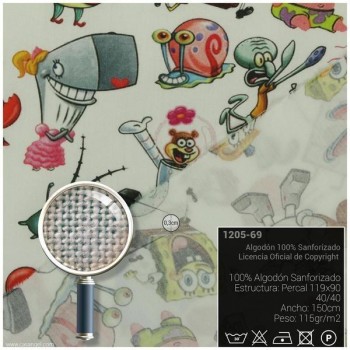 TELA ALGODÓN PERCAL LICENCIA 150cm BOB ESPONJA