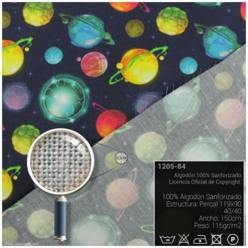 TELA ALGODÓN PERCAL LICENCIA 150cm PLANETAS