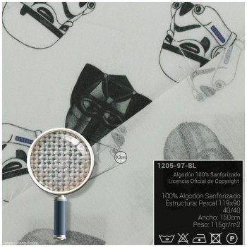 TELA ALGODÓN PERCAL LICENCIA 150cm STAR WARS BLANCO