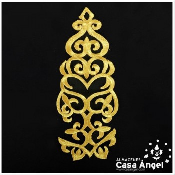 APLICACIÓN TERMOADHESIVA BORDADA EN HILO LÚREX COLORES ORO Y PLATA 29x12cm