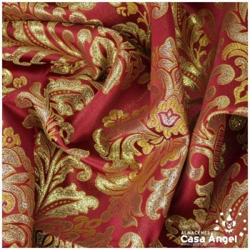BROCADO DE DAMASCO CRUZADO CON LÚREX ROJO Y ORO 280cm