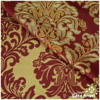 BROCADO DE DAMASCO CRUZADO CON LÚREX ROJO Y ORO 280cm
