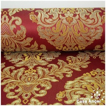 BROCADO DE DAMASCO CRUZADO CON LÚREX ROJO Y ORO 280cm