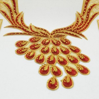 CUELLO TERMOADHESIVO LAMÉ CON PUÑO ROJO