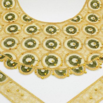 CUELLO TERMOADHESIVO LAMÉ CON PUÑOS VERDE CAZA