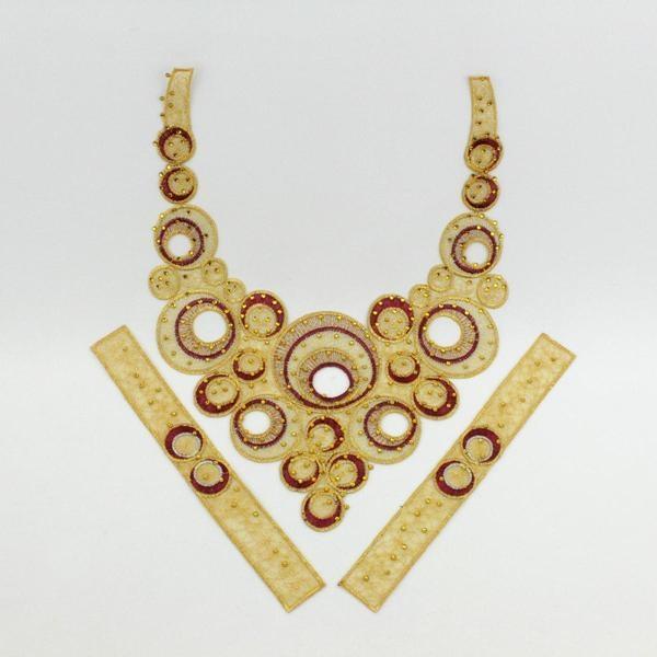 CUELLO TERMOADHESIVO LAMÉ CON PUÑOS COLOR GRANATE