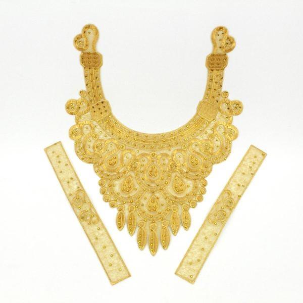 CUELLO TERMOADHESIVO SOBRE LAMÉ CON PUÑOS DE ORO