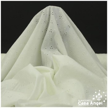 BATISTA CRUDO PERFORADO Y BORDADO DE FLORES SERIE ANAKI 150cm