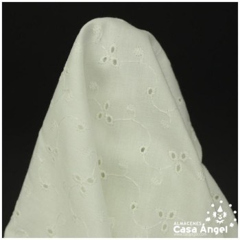 BATISTA CRUDO PERFORADO Y BORDADO DE FLORES SERIE ANAKI 150cm