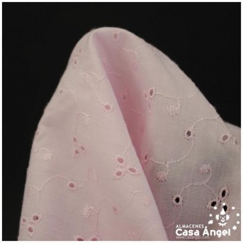BATISTA ROSA BB PERFORADO Y BORDADO DE FLORES SERIE ANAKI 150cm