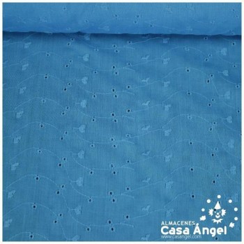 BATISTA AZUL TURQUESA PERFORADA DE ALGODÓN SERIE HAKOBA 150cm