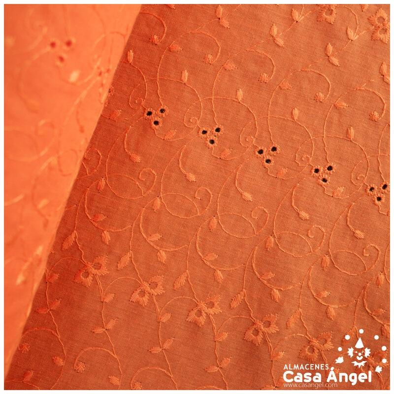BATISTA NARANJA MANDARINA PERFORADA DE ALGODÓN SERIE HAKOBA 150cm